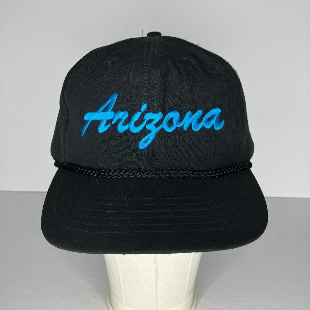 Vintage Arizona Black Corded Embroidered Adjustable Hat Cap